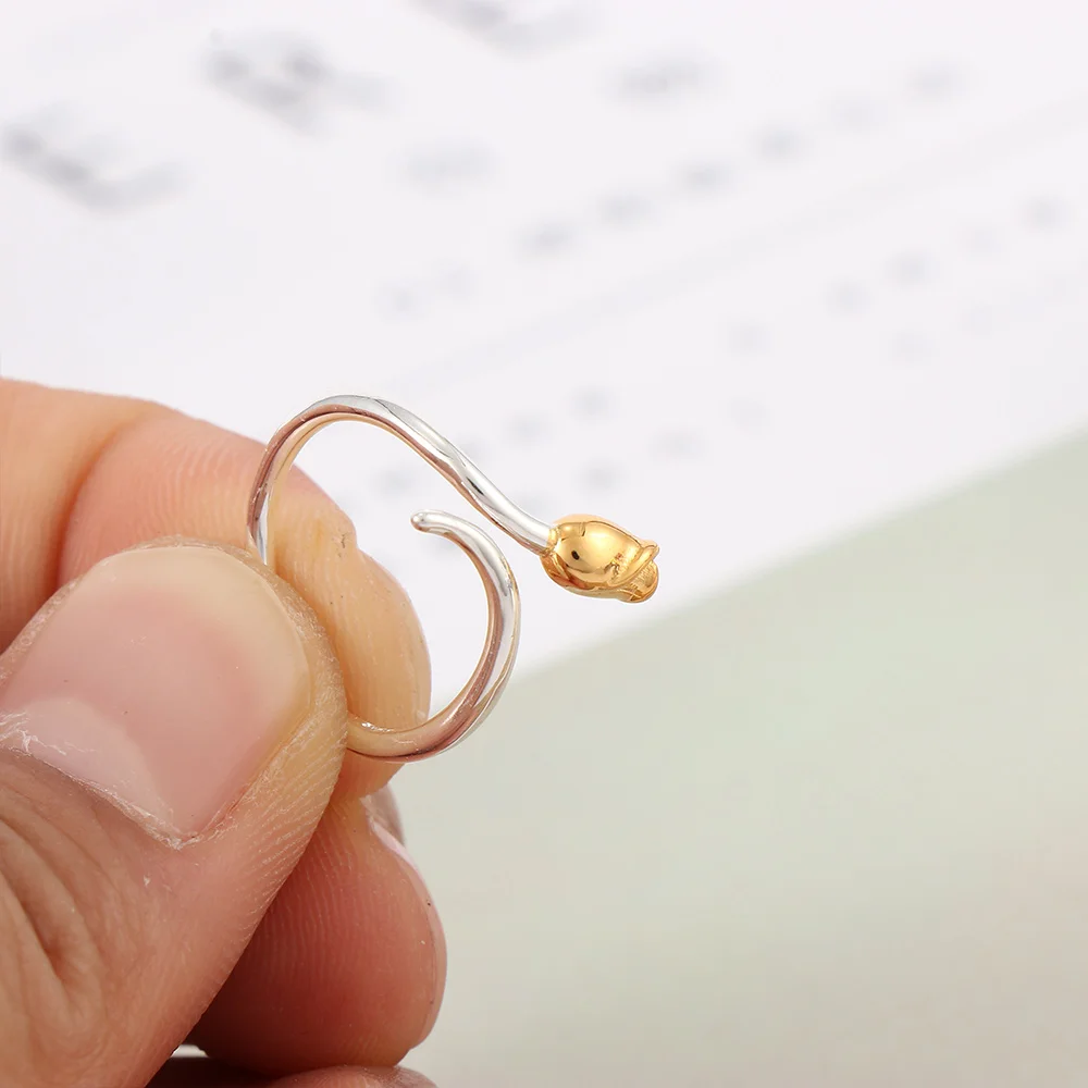 Кольцо с цветами розы регулируемые Открытые Кольца Изысканные милые маленькие