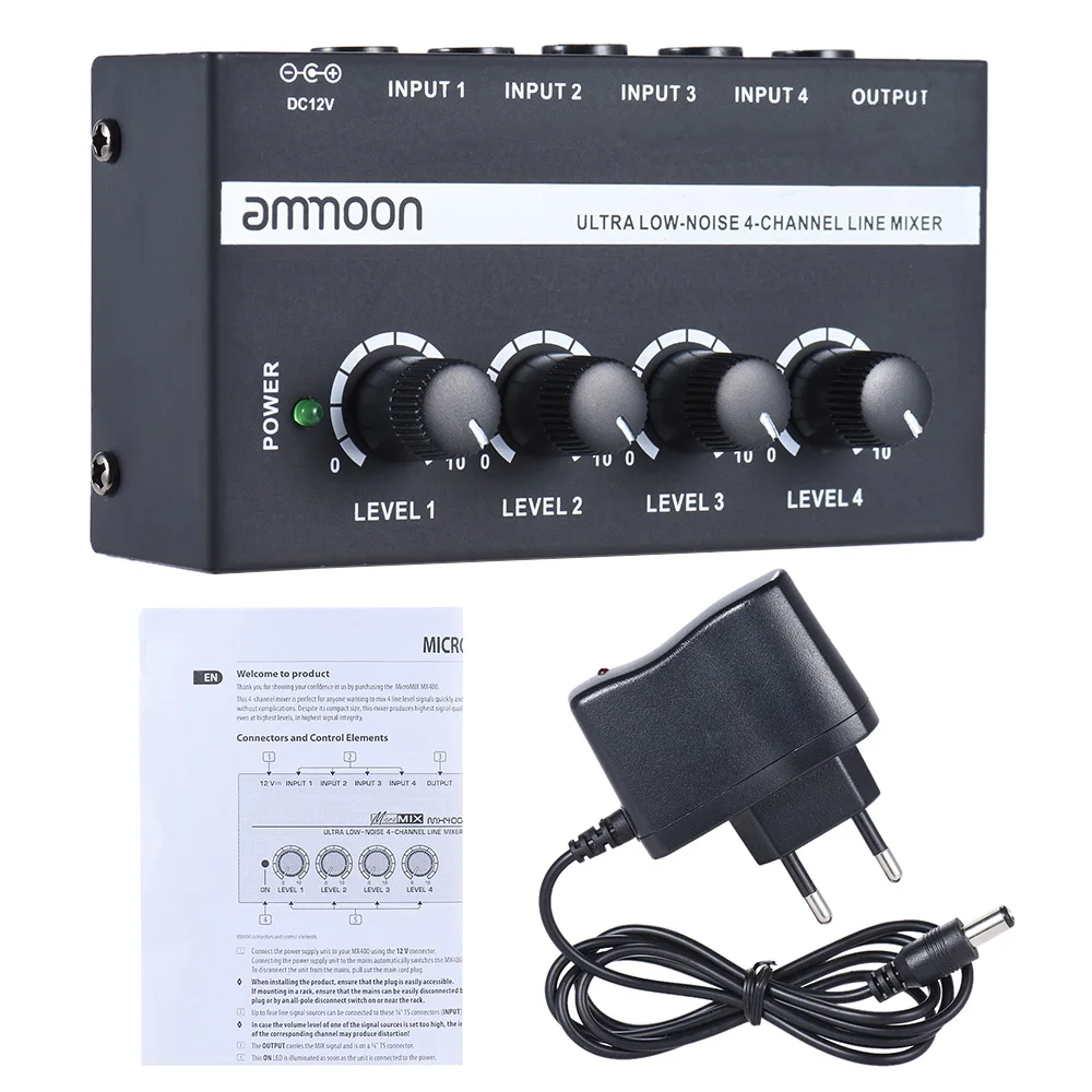 Микшерная консоль ammoon MH400 MX400 4-канальный ультракомпактный с низким уровнем шума