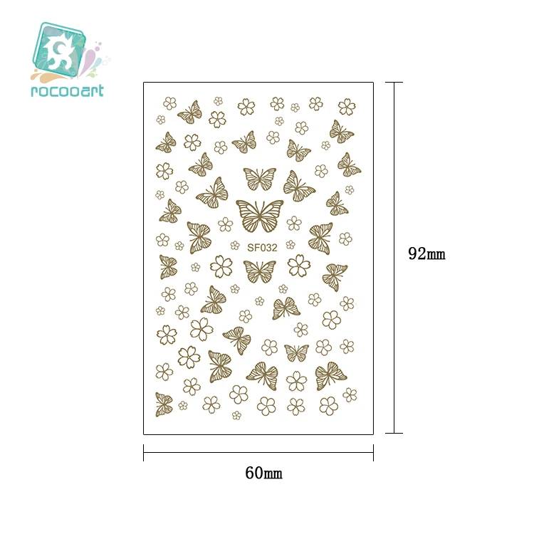 

Rocooart 3D Metallic Adhesive Nail Stickers DIY Flowers Personality Nail Art Decorations Gloden Nail Decals For Salon Women