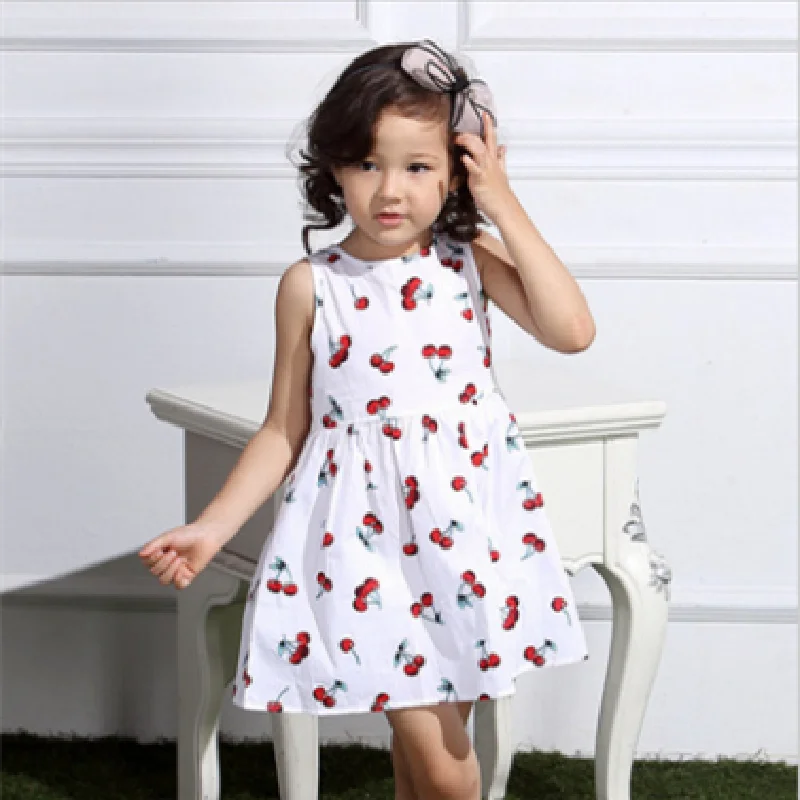 

Детские платья, летняя одежда для маленьких девочек, детское платье принцессы-вишни, клетчатое платье-пачка с цветочным рисунком