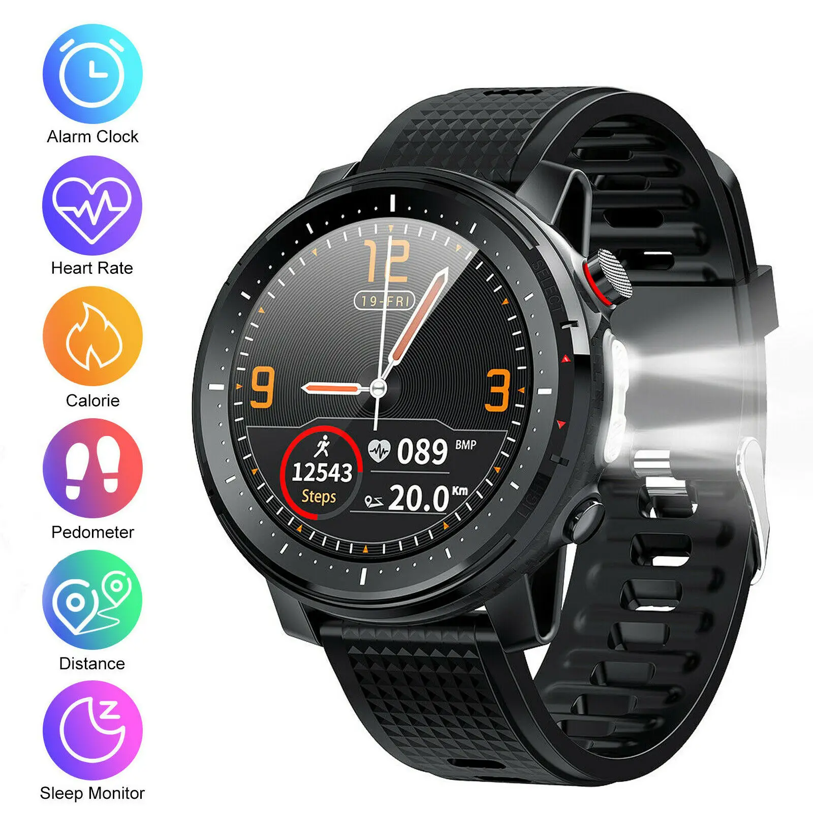 

Smart Watch Sport Digital Fitness Tracker with IP68 Waterproof Health Sleep Monitor Bluetooth 5.0,Full-Screen Touch Smartwatch