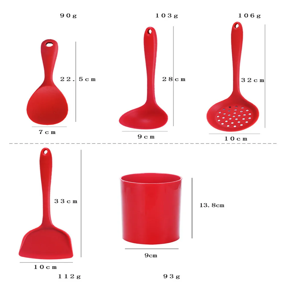 

Cooking Kitchenware Tool Silicone Utensils Set With Wooden Multifunction Handle Non-Stick Spatula Ladle Egg Beaters Shovel