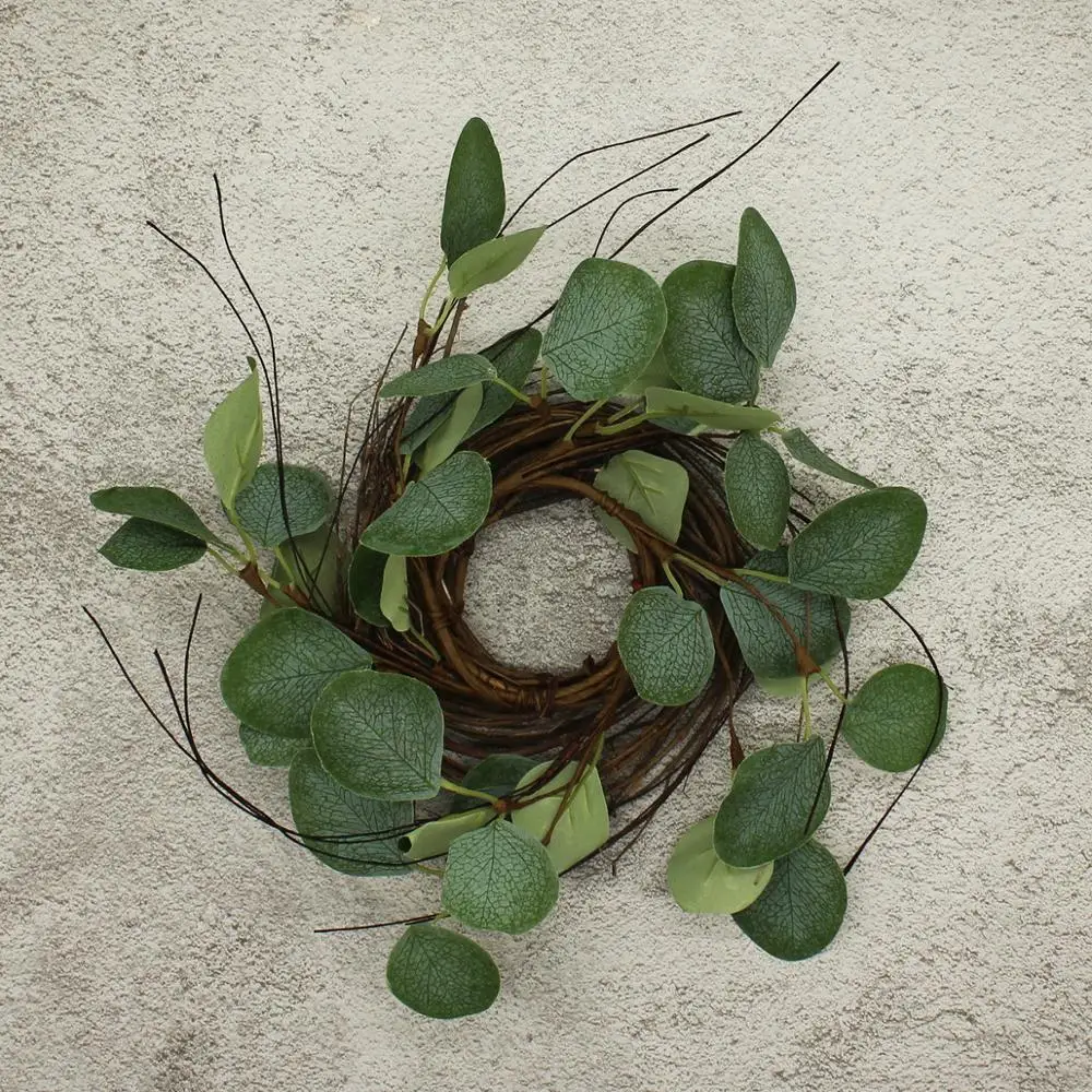 Деревенский венок из искусственных листьев эвкалипта Круглый круглый зеленый