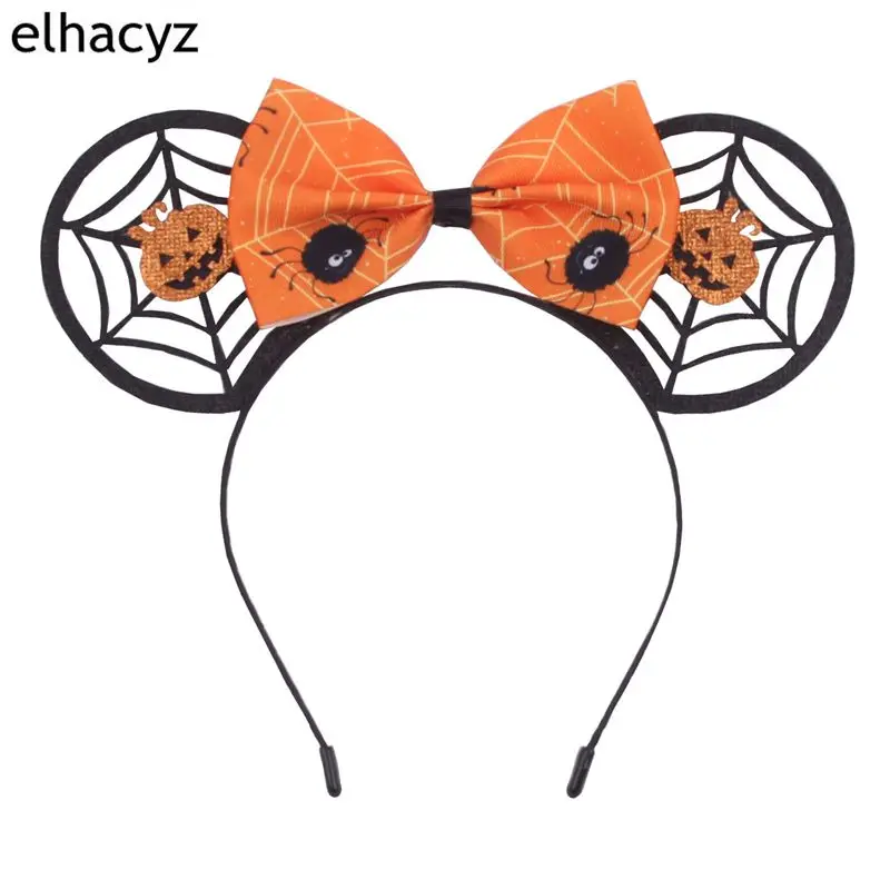 Spider web-фестиваль Хэллоуин Hairband Для Женщин Девочек Блестящий фетровый плед лук Минни ободок с мышиными ушками Детские аксессуары для волос - Цвет: 2