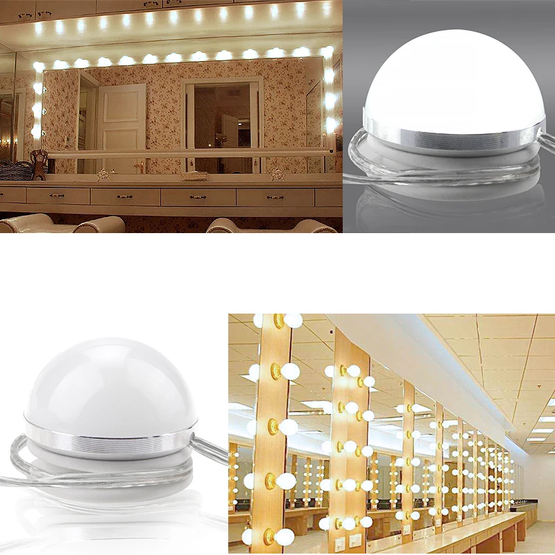 

220V LED Vanity Makeup Mirror Light Kit Hollywood Style Mirror Wall Bulbs Dimmer EU US Adapter Plug Dressing Table 6 10 14 Bulb