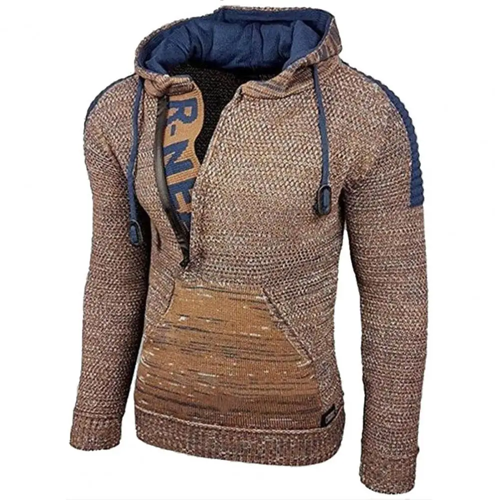

Autumn Winter Men Sweater Vintage Hooded Zipper Warm Knitted Pullovers Men's Casual Long Sleeve Slim Knitwear Sweaters Plus Size