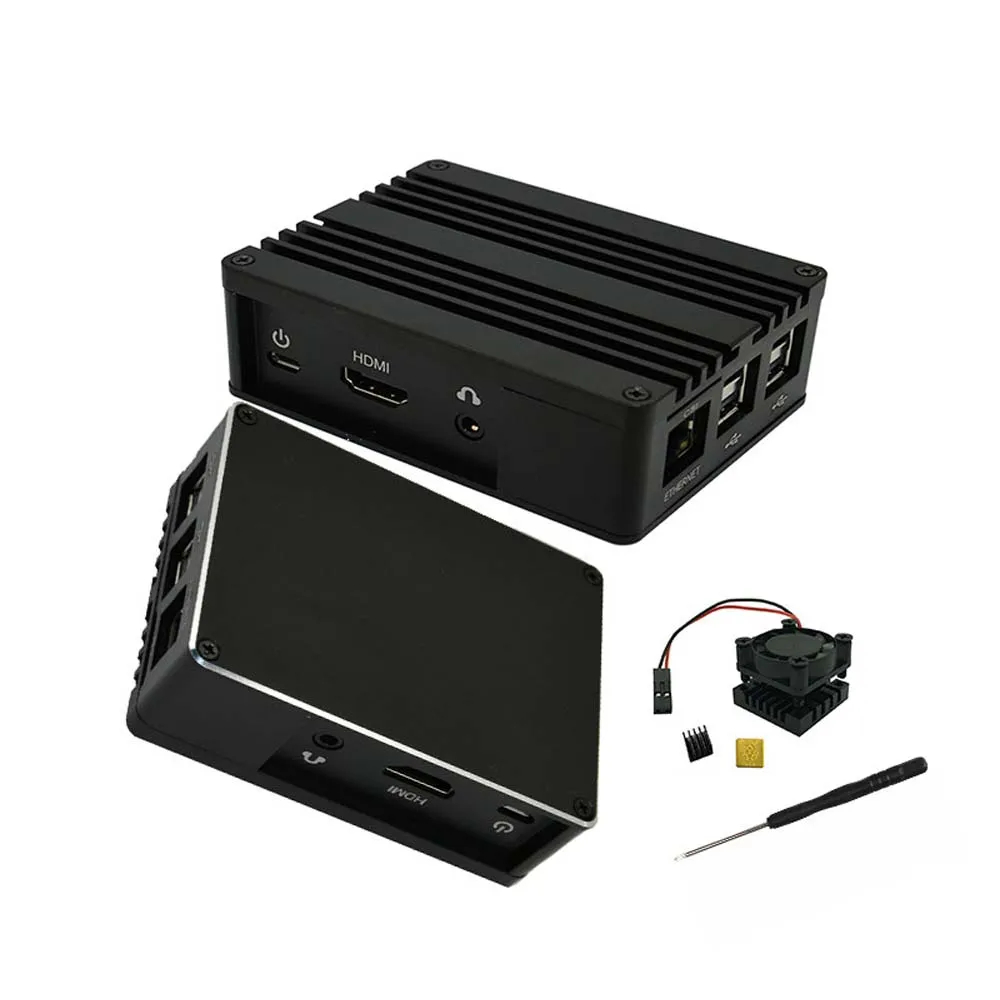 Новый алюминиевый корпус чехол Корпус с вентилятором теплоотвод для Raspberry PI 3B +/3B