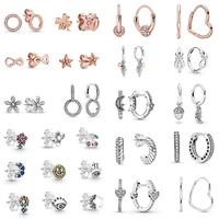hot sale 925 sterling silver moon stars beaded heart earrings for women silver s925 original fashion jewelry