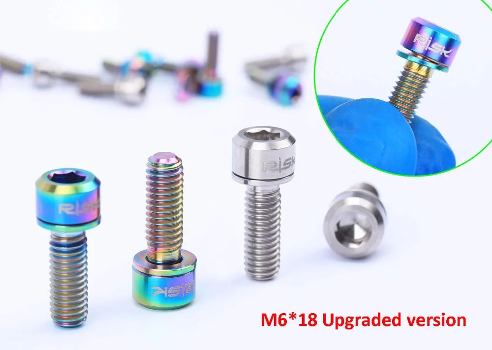 RISK M6*18/20 mm Titanium 4pcs/set MTB Road Bicycle Hydraulic Disc Brake fixed bolts Bike Crankset Fixed Screw | Спорт и развлечения