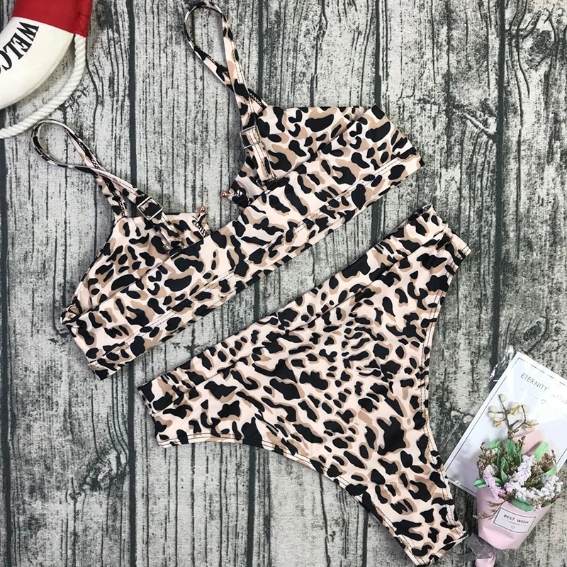 

Sexy Leopard Bikini Push Up Swimsuit Woman 2021 High Waist Swimwear Plus Size Bikini Set Beachwear Brazilian Biquini Bather Suit