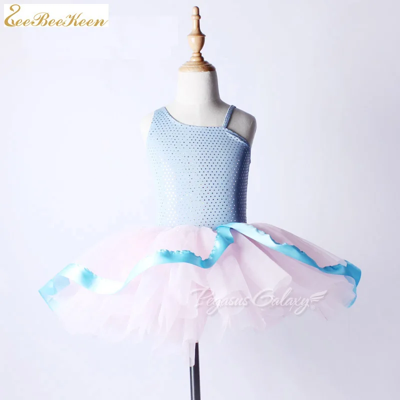 

Kids Professional Ballet Dress For Girls Adult Tutu Costumes Blue Sequins Ballet Leotard For Women Cute Ballerina Child Clothes