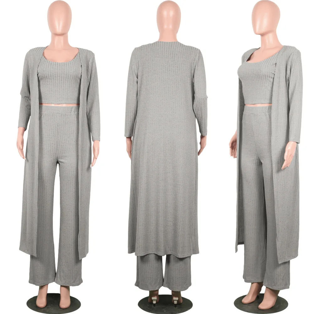 Эротичный Женский комплект из 3 предметов трикотажный укороченный топ и брюки в