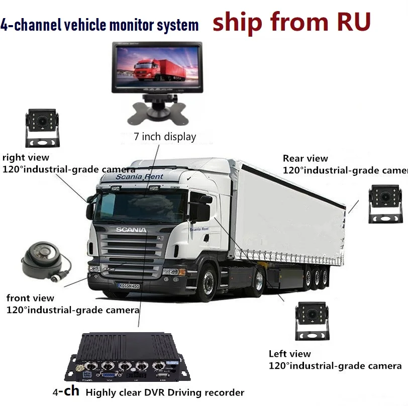 4-канальный SD-видеорегистратор для автомобиля грузовика автобуса наборы