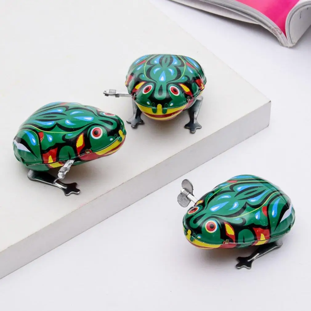 

Kids Classic Tin Wind Up Clockwork Jumping Iron Frog Toy Action Figures Toy For Children Kids Classic Toys For Boy Gift Baby