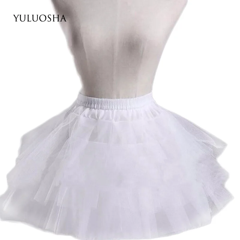 YULUOSHA белые чёрные короткие юбки для женщин 3 слоя Нижняя юбка свадебное платье