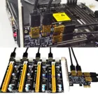 Плата PCIe Райзера с 4 портами, металлическая плата адаптера PCI-E 1x To 4 USB 3,0 PCI-E -Rabbet GPU для разъемов ASM1184E Black