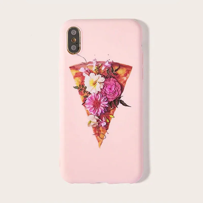 Розовый чехол для iPhone с изображением пиццы подходит Apple X /Xs/11/11Max/11Pro мягкий из ТПУ