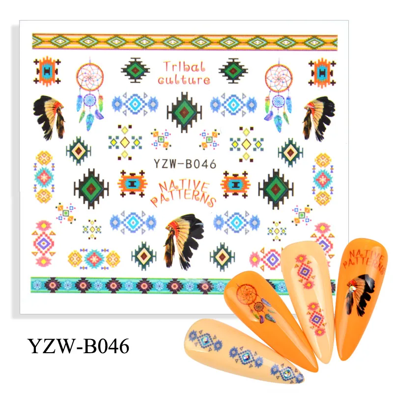 

1 Sheet Diamond Dreamcatcher Floral Geometric Nail Art Water Transfer Decals Sliders Flower Leaves Manicures Decoration