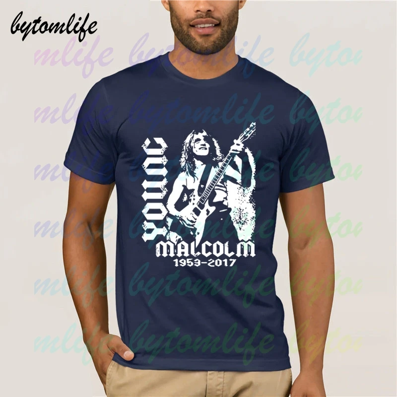 Malcolm Young AC DC Футболка Хард Рок мужская летняя 100% хлопок короткий рукав Популярные