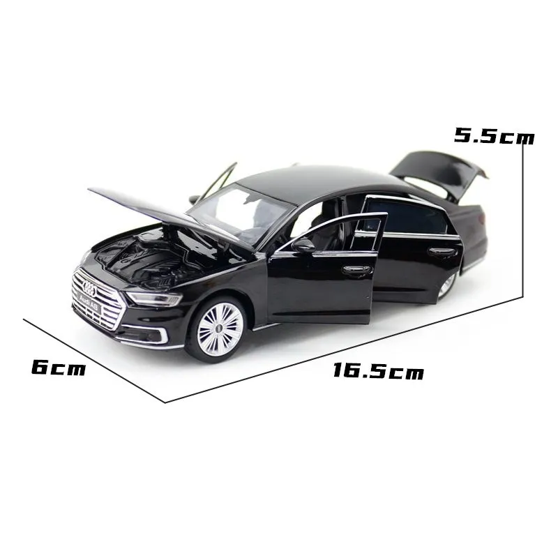 

1:32 Scale Diecast Metal Toy Audi A8 Model Sound & Light Car Doors Openable Educational Collection Gift V608