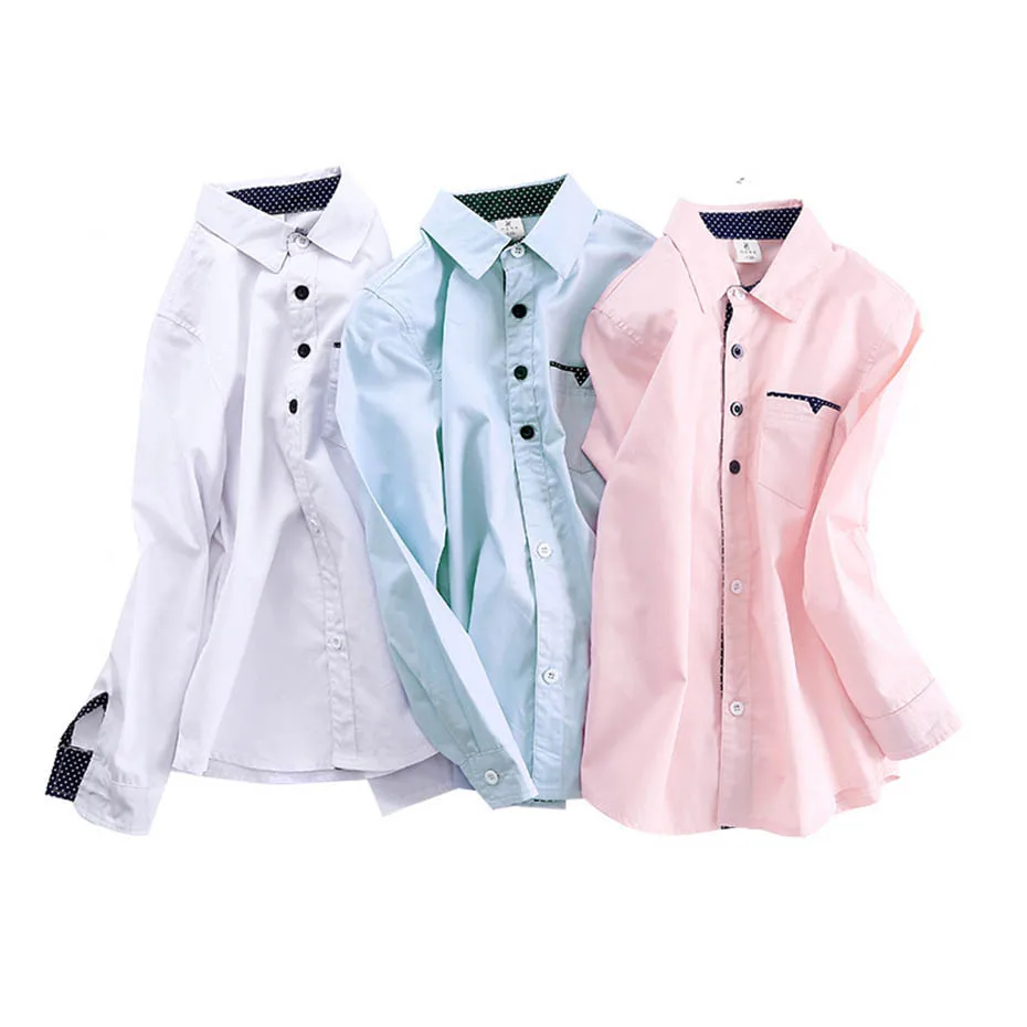 Рубашки для мальчиков в горошек лоскутные рубашки блузка с отложным воротником