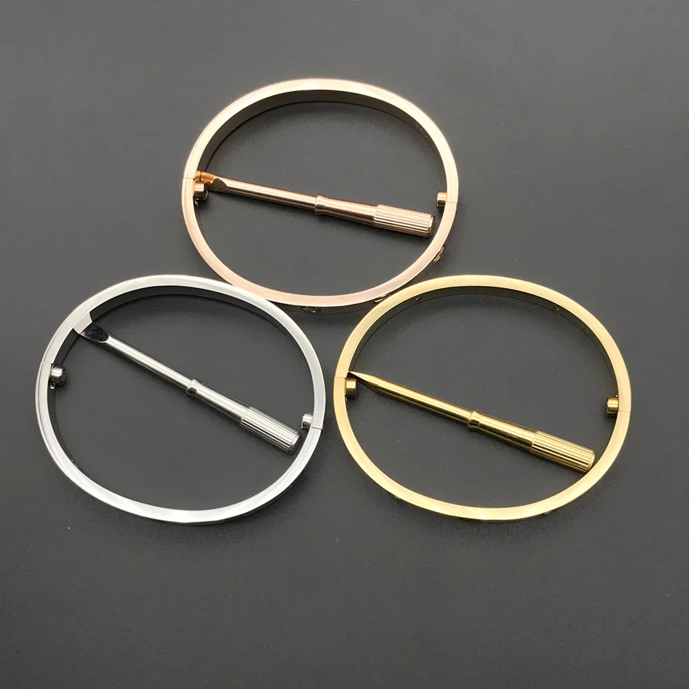 

316L TiTitanium Classic Bangles Bracelets For Lover Fashion Wristband Wedding Bangle Rose Gold Thanksgiving Day Bracelet With