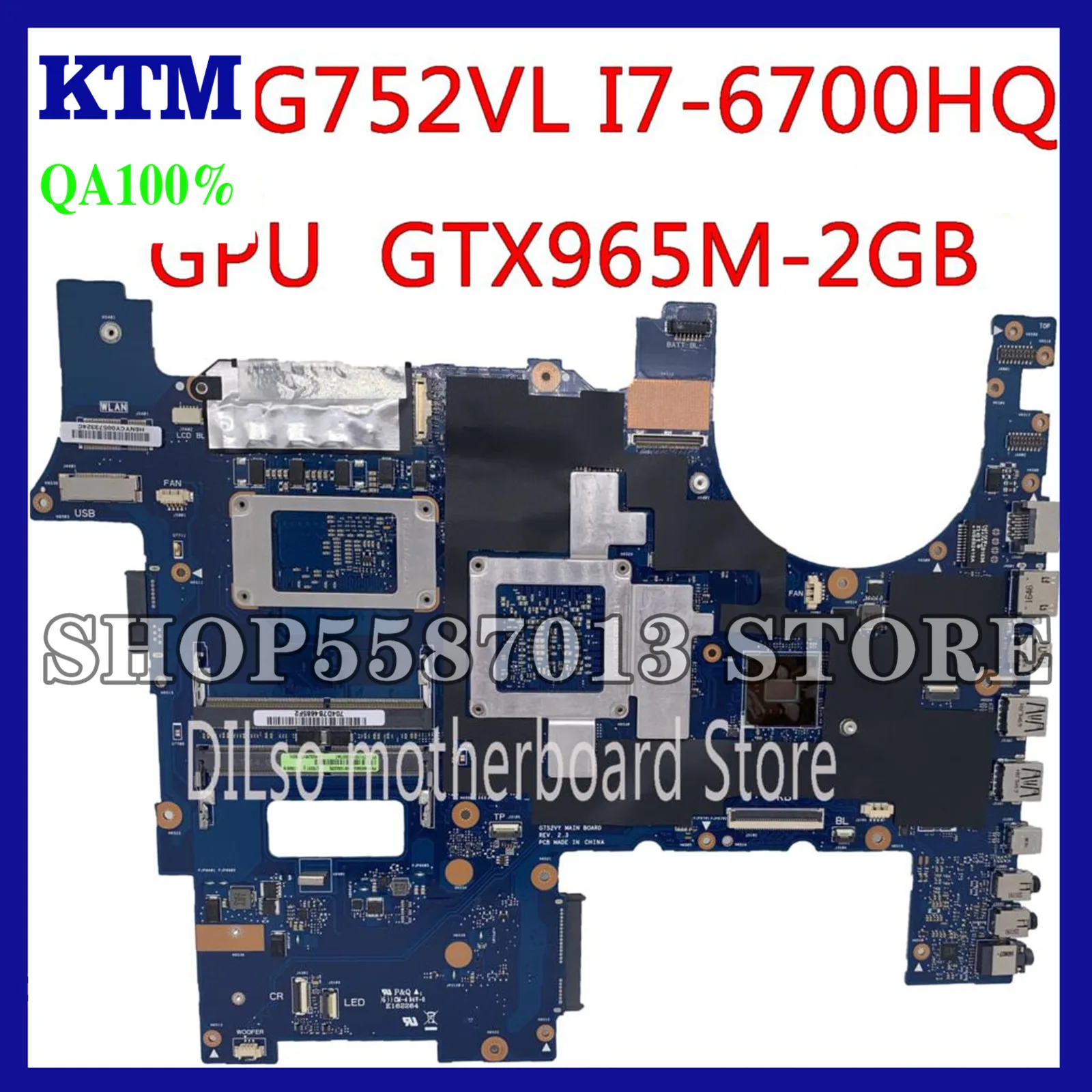 

KEFU G752VL For ASUS G752VT G752V G752VM G752VL G752VY G752VS Laptop Motherboard i7-6700HQ GTX960M-2G original Mainboard
