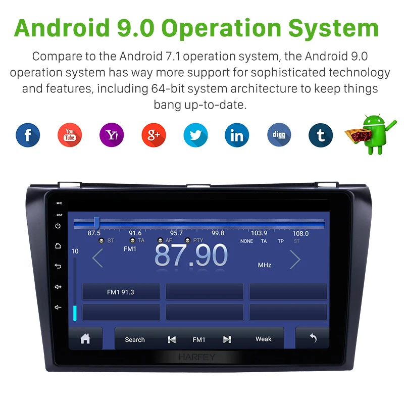 Harfey 2Din Android 9 0 &quotавтомобильное радио для 2004 2005 2006 2007 2008 2009 Mazda 3 стерео GPS
