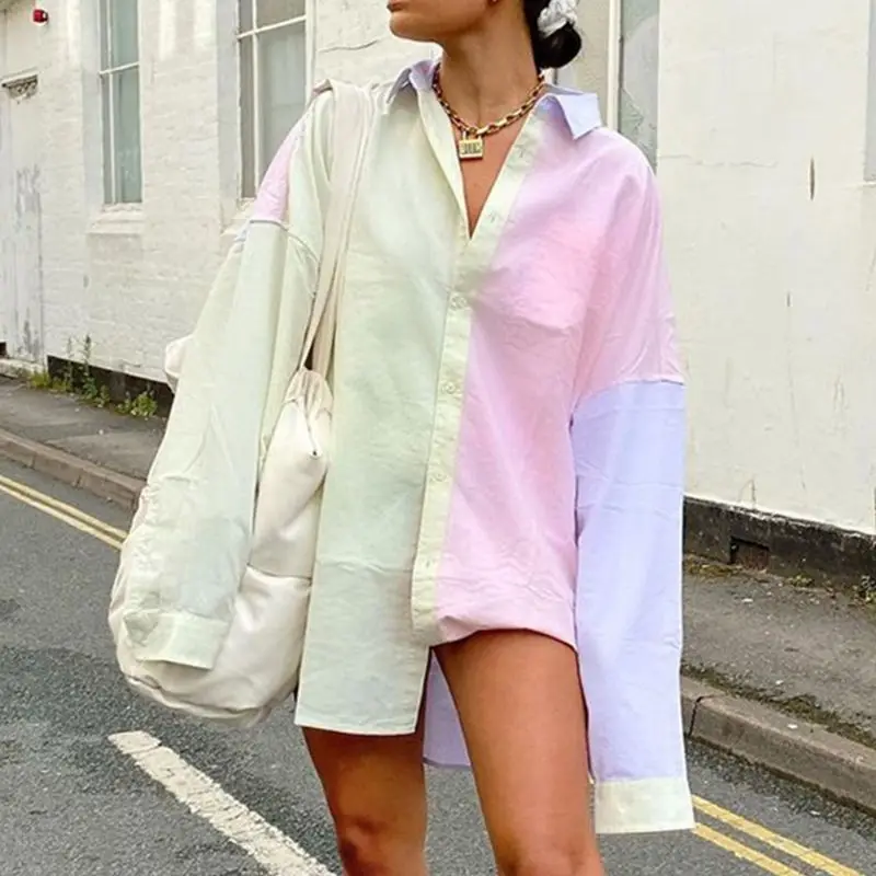 

Женская Осенняя блузка с длинным рукавом, на пуговицах