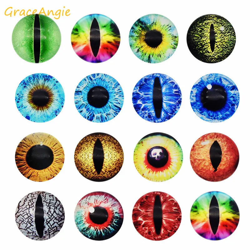 

10-50PCS glass eyes cabochons Round 6MM-30MM Round Dome Dragon eye animal eye for craf DIY Jewelry Accessory MIX Pupil Eye Cameo