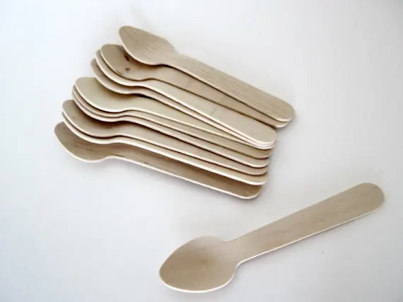 Мини ложки для мороженого 500 шт маленькие одноразовые деревянные