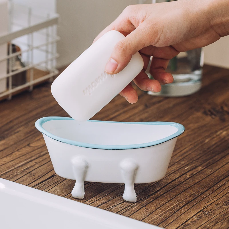 Эмалированная маленькая ванная дренаж для мыла 13 см в длину домашняя настольная