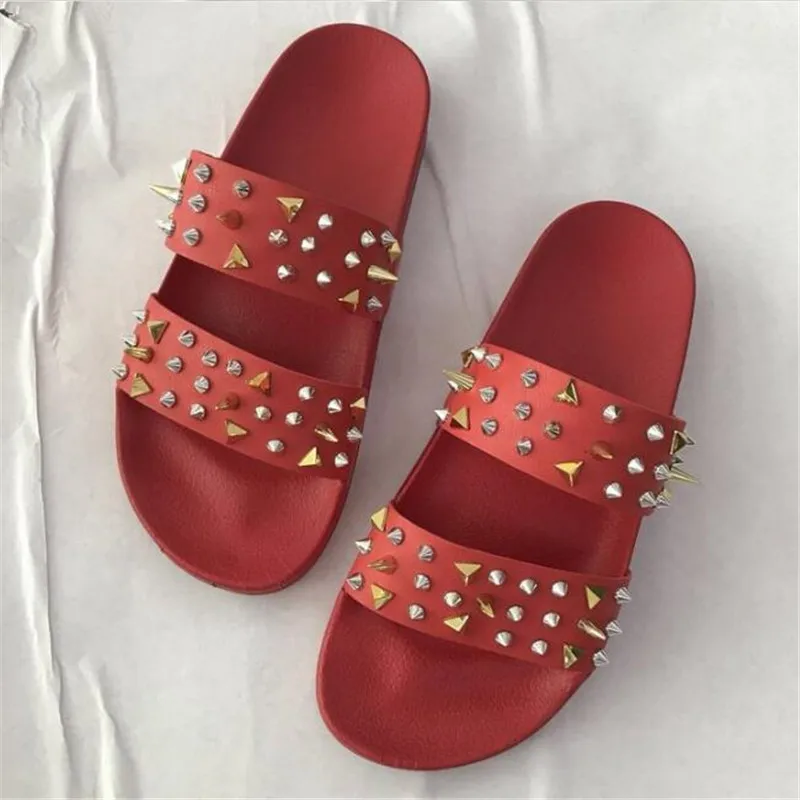 

Large size womens rivet slippers summer new women sandals casual running breathable platform women's shoes fashion bottom slides