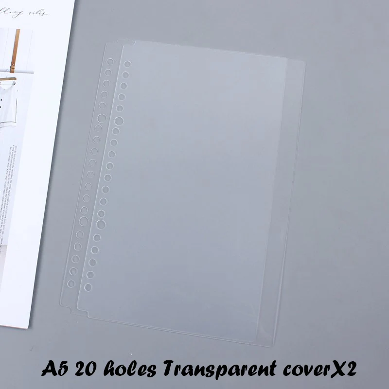 A5 trans cover X2 A5 B5 прозрачное кольцо-органайзер с прозрачными листочками на 20/26 отверстий, кольцо-календарь, Обложка для ноутбука, разделитель для дневника - Цвет: A5 trans cover X2