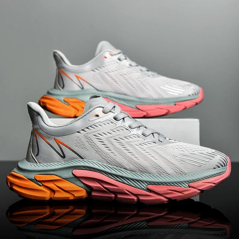 

New men sneakers sports outdoor comfortable breathable fashion mesh elastic jogging shock absorption casual shoes