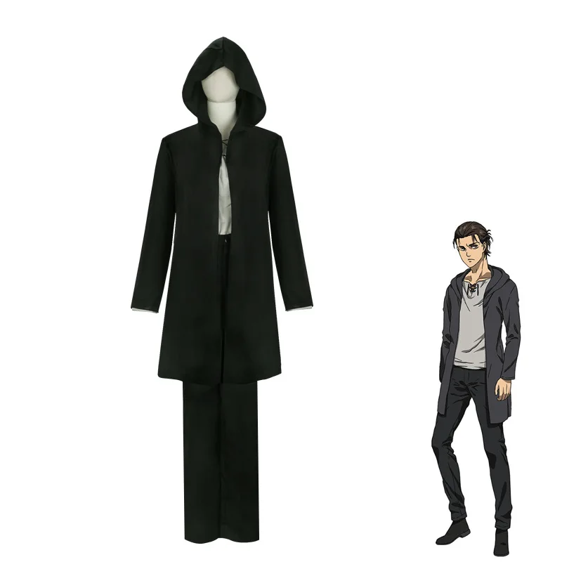 

Attack on Titan Cosplay Jaeger Eren Cosplay Costume The Final Season Uniform Wig Black Coat Anime Women Men Halloween Carnival