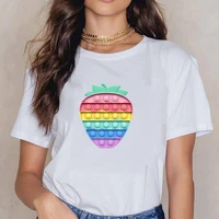 new pop it print tshirt women streetwear rainbow pop fidget short sleeve t shirt female games harajuku tees pineapple top