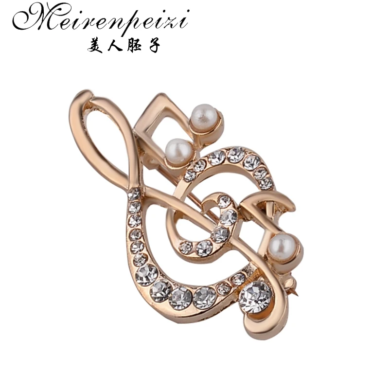 Новые Броши Стразы с кристаллами в форме цветка и музыкальной ноты модные