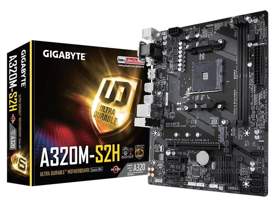 Материнская плата Gigabyte A320M S2H новая материнская AMD A320/DDR4/M.2/USB3.1/STAT3.0/SSD 32G разъем