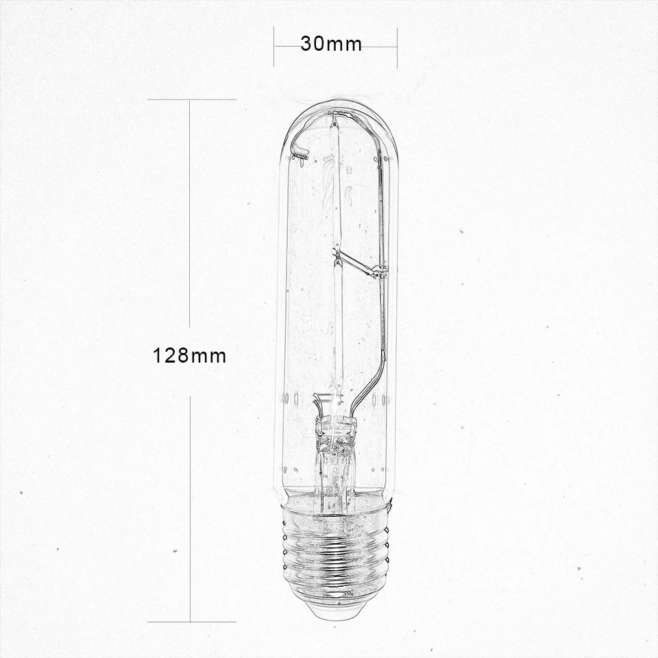 

OuXean T30-128 6W E27 T30 LED Tubular Filament Edison Bulb 2200K Extra Warm E27 Base 110V 220V 85-265V 128mm Long Retro Led