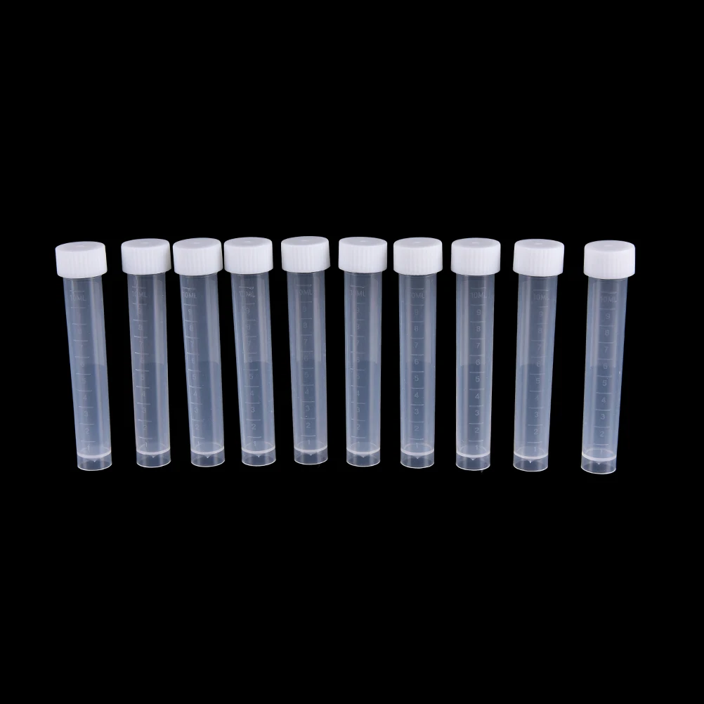 

Hot 10pcsX 10ml Lab Plastic Frozen Test Tubes Vial Seal Cap Container For Laboratory School Educational Suppy