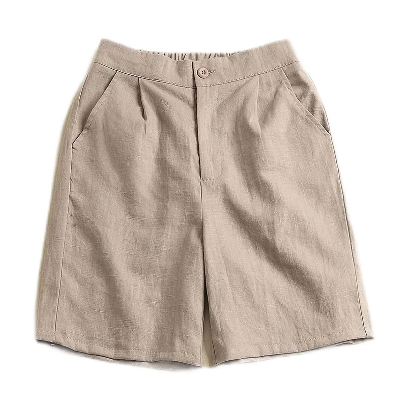 

Korean Straight Shorts Women Summer New Cotton Linen Pants Loose High Waist Plus Size Wide Leg Casual Five Point Trousers 4XL