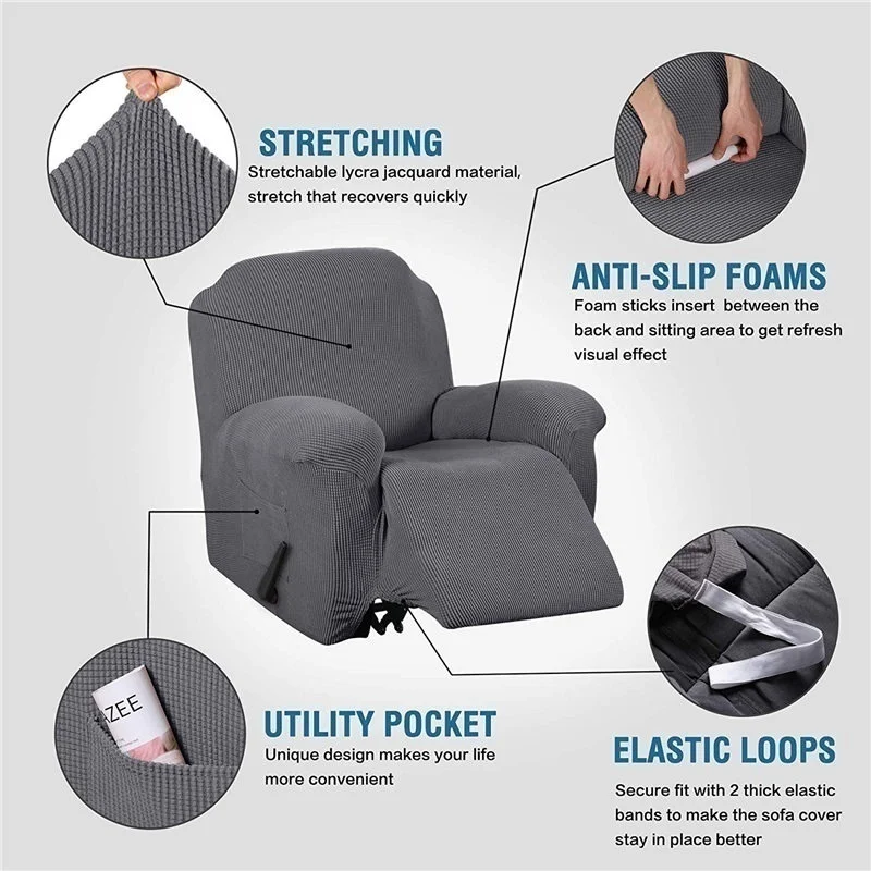 15 Colors All-Inclusive High Stretch Recliner Chair Covers - Waterproof & Anti-Skid Couch Slipcover, Washable Furniture Protector image 6