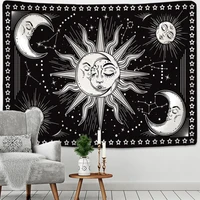 white black sun moon mandala tapestry wall hanging hippie wall celestial wall tapestry carpets dorm decor psychedelic tapestry