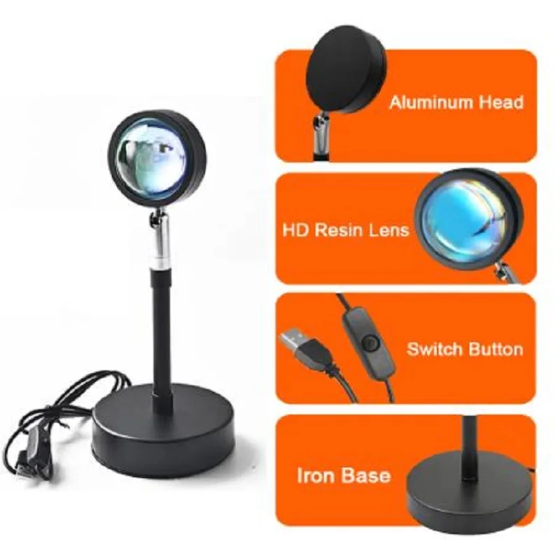

USB Sunset Projection Night Lights Sun Projection Desk Lamp for Bedroom Bar