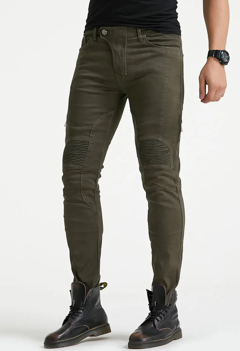 Мужские стильные мотоциклетные эластичные джинсы для верховой езды облегающие