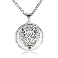 egypt cat ancient egypt the eye of horus pendant necklaces for women and men stainless steel round jewelry