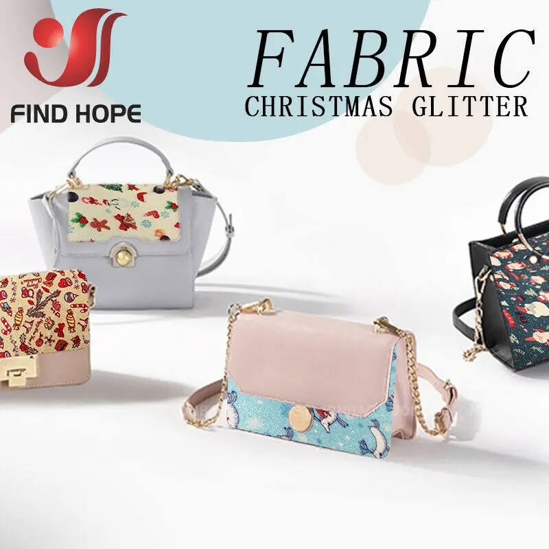 Блестящая блестящая Рождественская ткань из искусственной кожи для шитья
