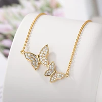 cute butterfly pendant long chian bling zircon stone necklace choker fashion korean jewelry statement necklace christmas
