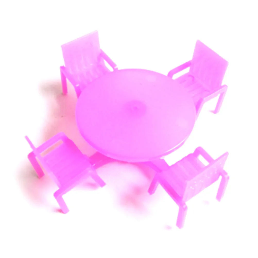 1 комплект (4 стула + стол) розовый детский стул стол для девочки Кукольный дом